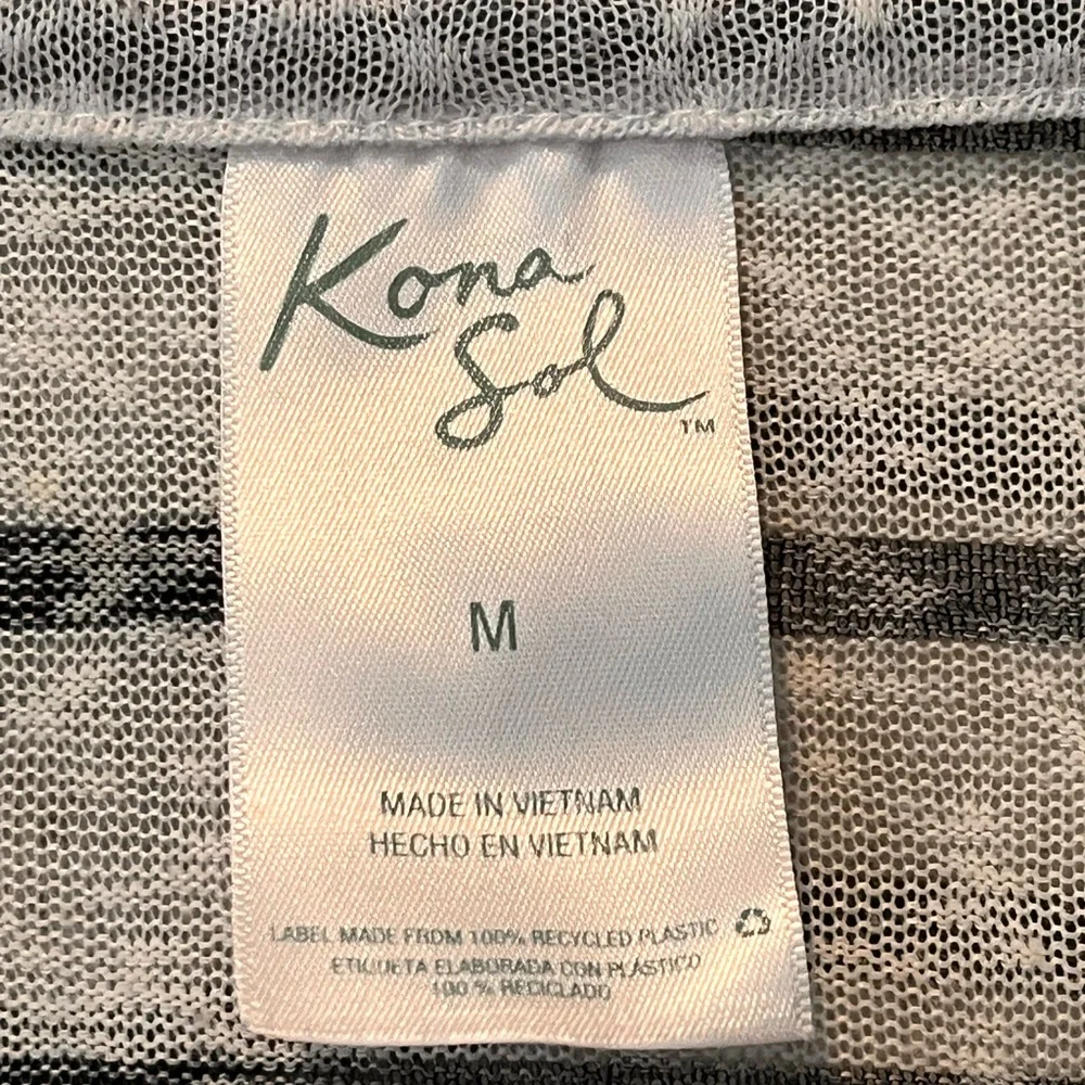Kona Sol Medium Hooded Swim Suit Cover Up Pullover Navy White Resort Cruise LW